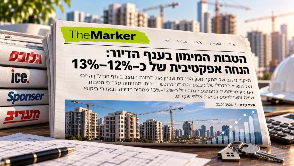 הטבות המימון בענף הדיור: הנחה אפקטיבית של כ-12%–13%